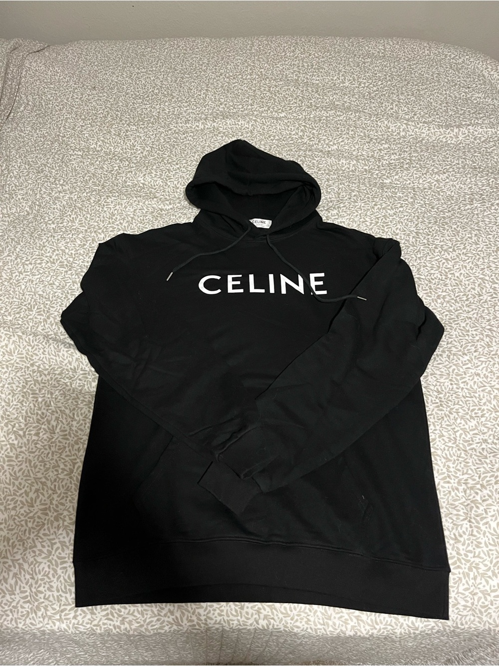 Celine Black Hoodie with White Logo - Men